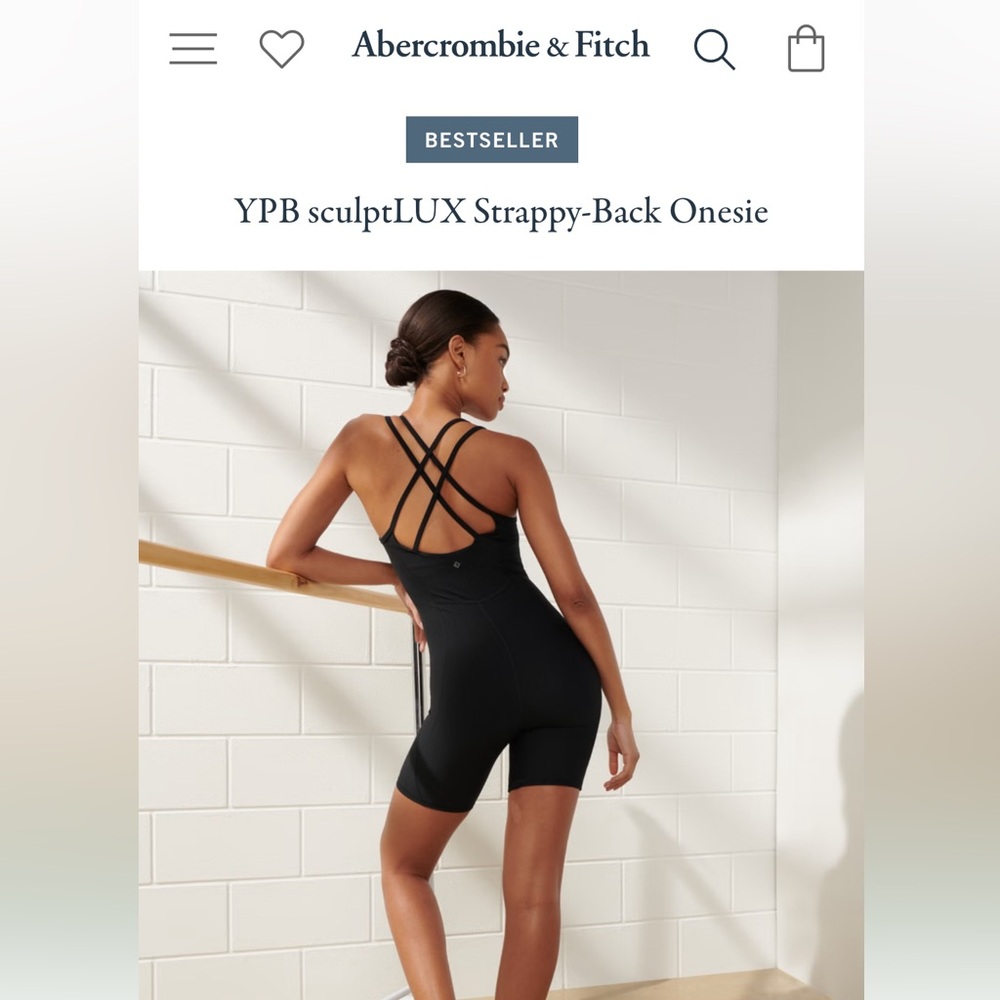 YPB sculptLUX Strappy-Back Onesie - Onyx, Medium (NWT)